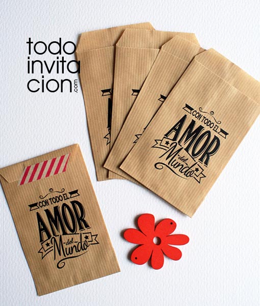 BOLSAS KRAFT PEQUEÑAS “GRACIAS 1” Bodas – PACK 20 und