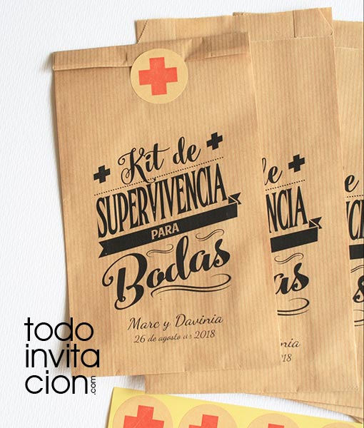 BOLSAS KRAFT "KIT DE SUPERVIVENCIA BODAS 2" - Pack 20 und ...