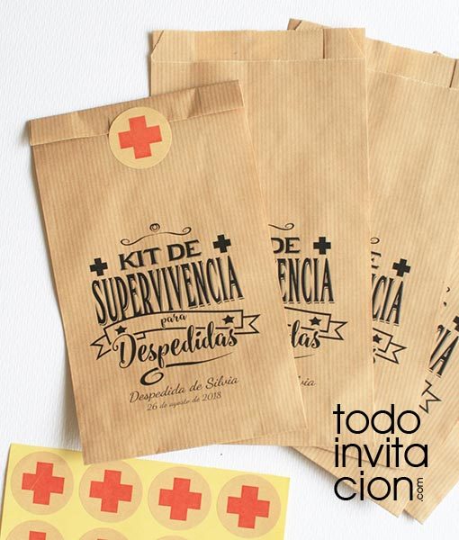 bolsas kraft kit de supervivencia despedida