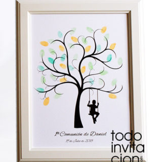 cuadro huellas comunion arbol columpio