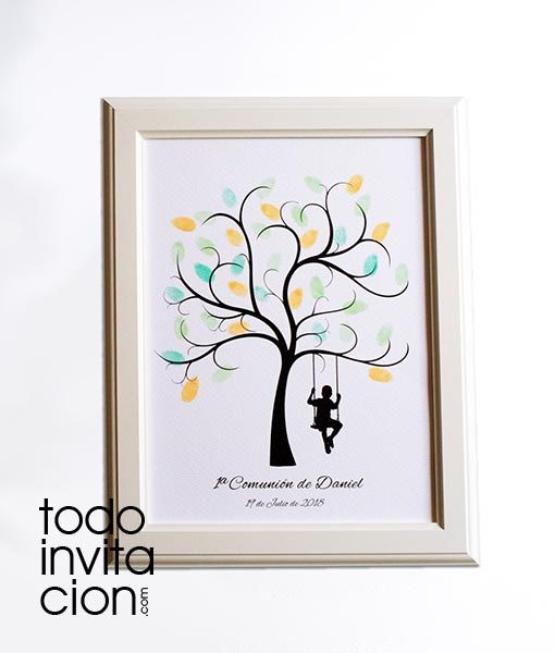 árbol huellas comunión niño recuerdo invitados