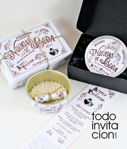 invitacion de boda lata vintage