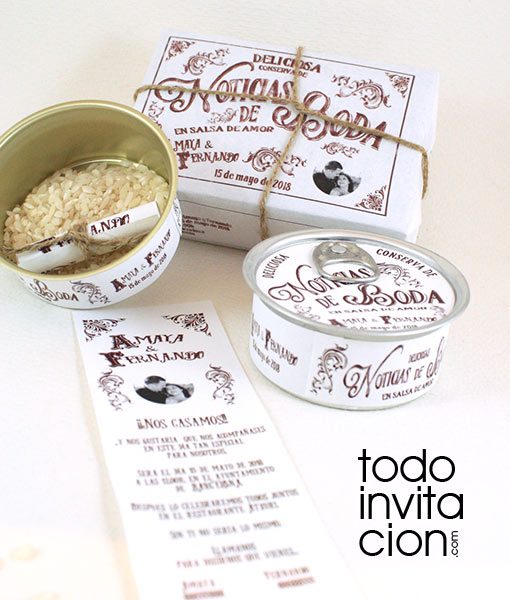 invitacion de boda lata vintage