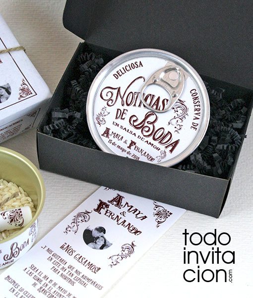 invitacion de boda lata vintage