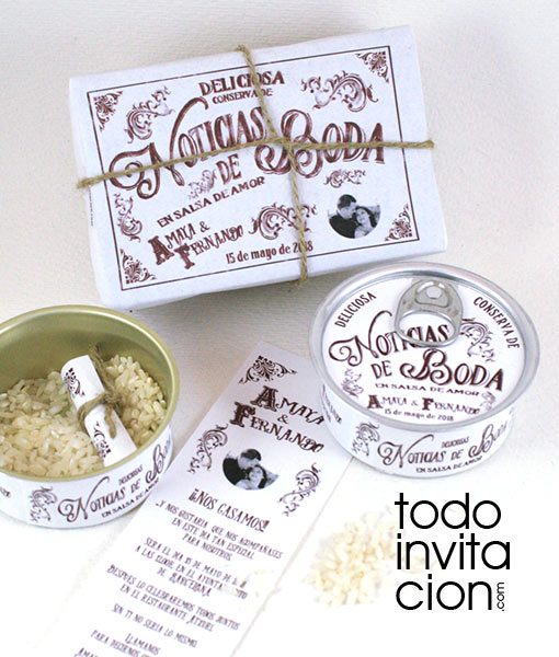 invitacion de boda lata vintage