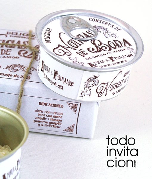 invitacion de boda lata vintage