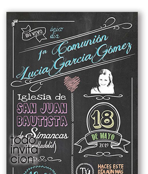 invitacion comunión pizarra