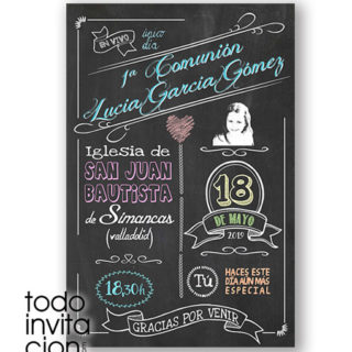 invitacion comunión pizarra