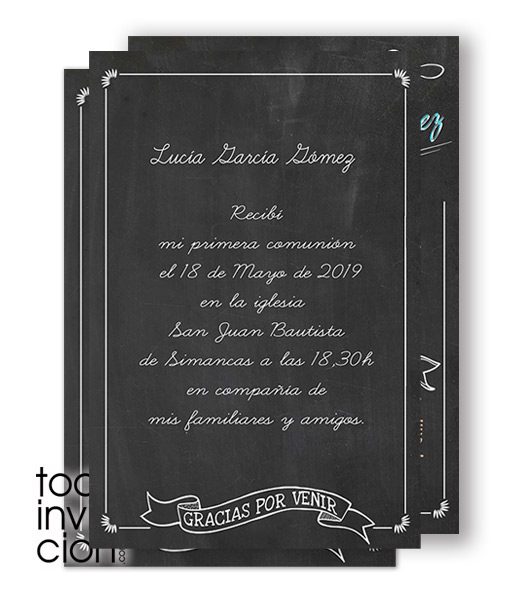 invitacion comunión pizarra