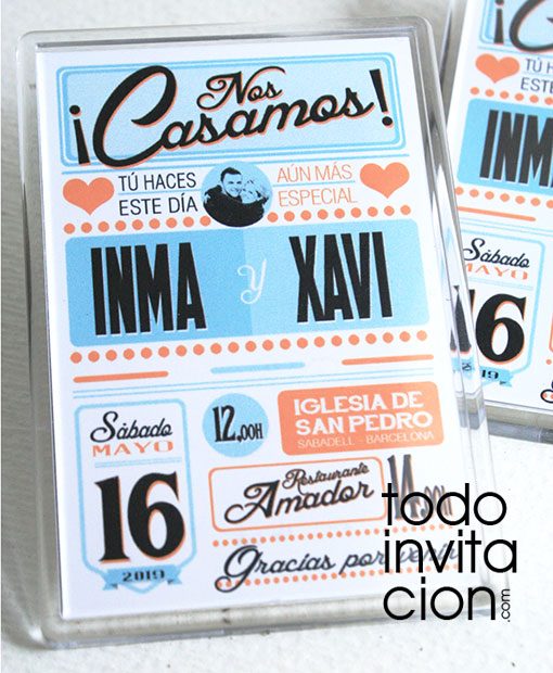 imán para bodas personalizado vintage