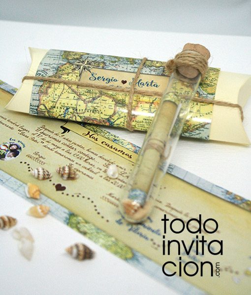 invitacion pergamino mensaje tubo cristal