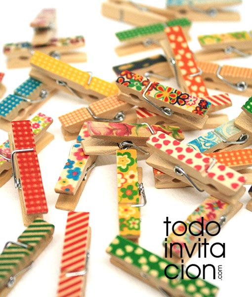 mini pinzas de madera estampadas para regalos