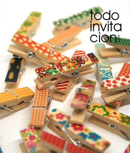 mini pinzas de madera estampadas para regalos