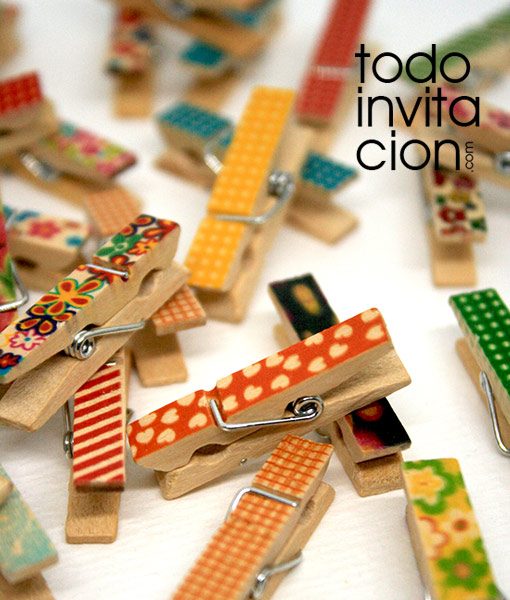 mini pinzas de madera estampadas para regalos