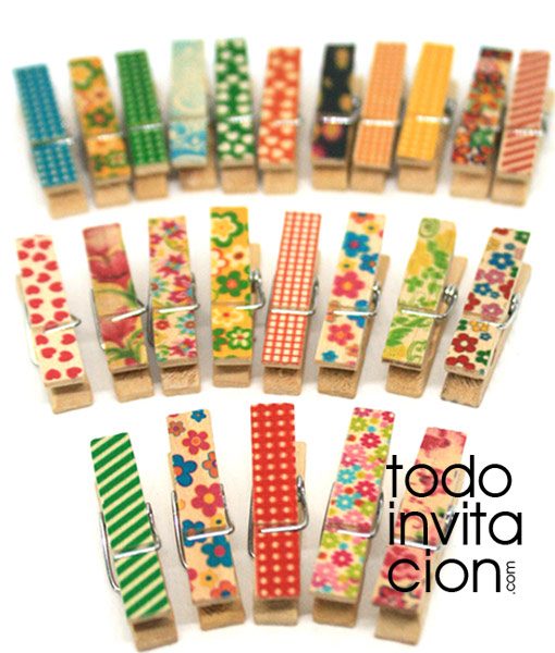 mini pinzas de madera estampadas para regalos