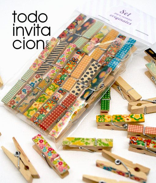 mini pinzas de madera estampadas para regalos