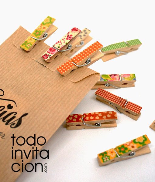 mini pinzas de madera estampadas para regalos