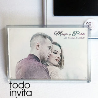 imán nevera para boda estilo retrato lapiz