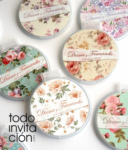 espejos para comunion bodas personalizados flores