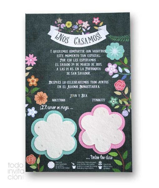 invitacion de boda plantable papel de semillas