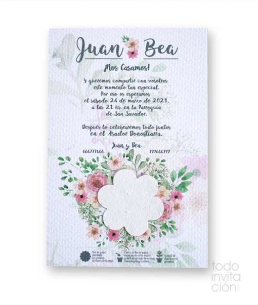 invitacion de boda plantable semillas flores