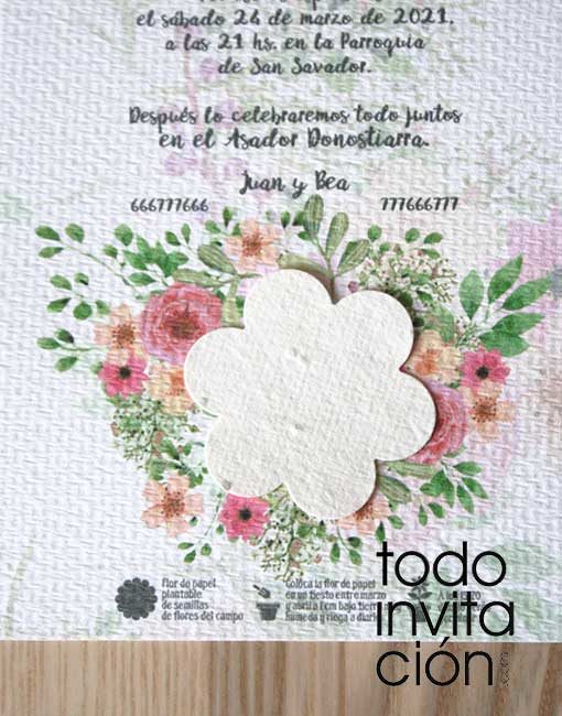 invitacion plantable de semillas