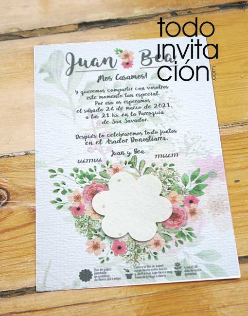 invitacion plantable de semillas