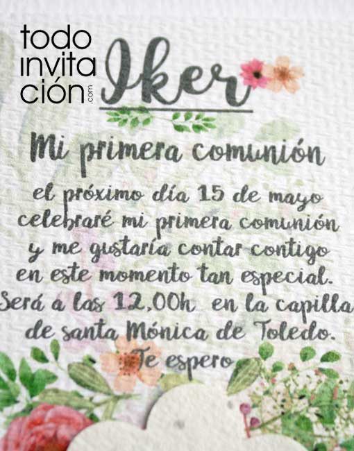 invitacion plantable de semillas