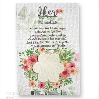 invitacion de bautizo plantable semillas flores
