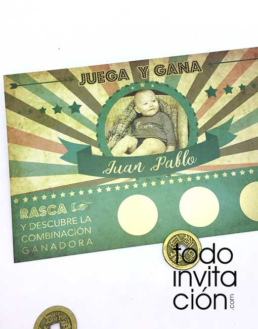 invitacion rasca y gana bautizo comunión