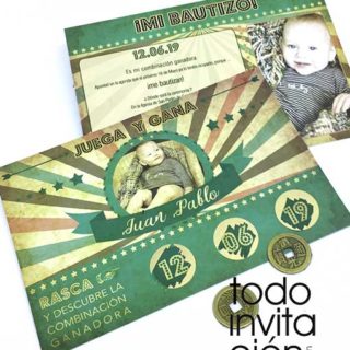 invitacion rasca y gana bautizo comunión