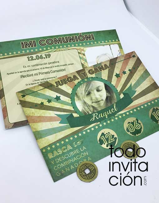 invitacion rasca y gana bautizo comunión