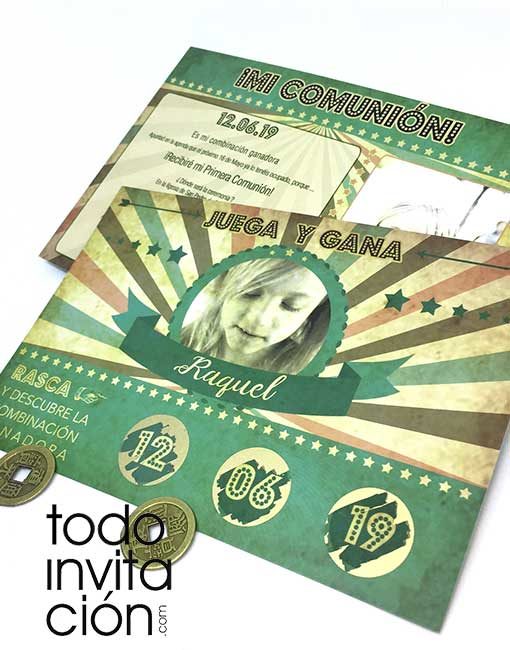 invitacion rasca y gana bautizo comunión