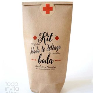 Bolsa kit supervivencia para bodas