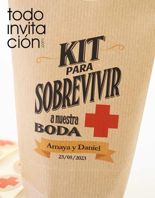 Kit de supervivencia para despedidas de soltera en bolsa kraft