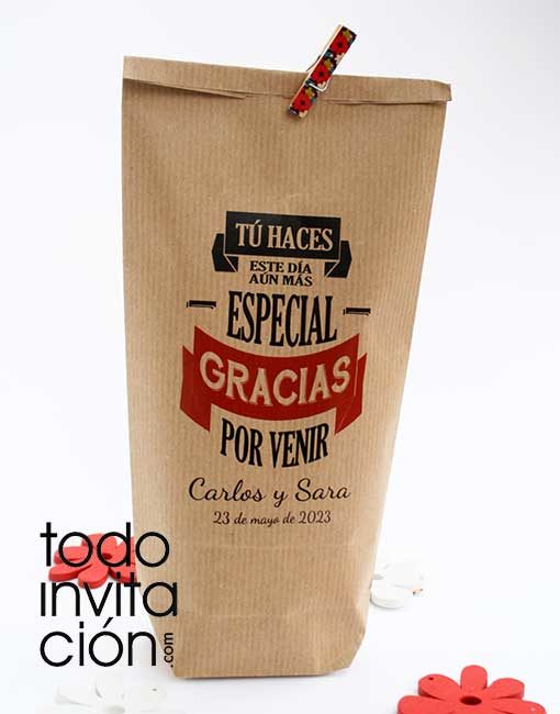 BOLSAS KRAFT GRANDES “GRACIAS 2” .Bautizo y comunión – PACK 20 und. -  Todoinvitacion- invitaciones y detalles diferentes