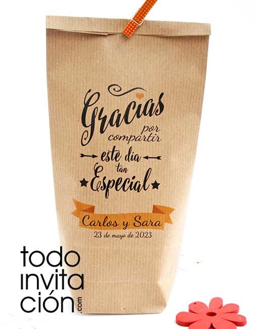 Bolsa kraft personalizada regalos de boda