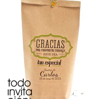 Bolsa kraft personalizada bautizos