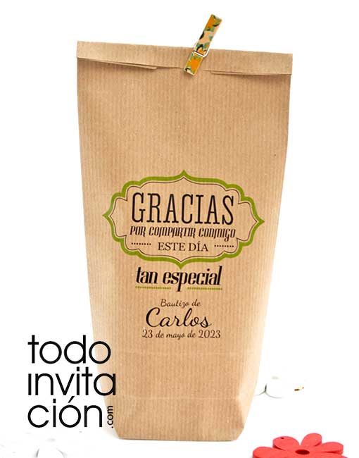 Bolsa kraft personalizada bautizos