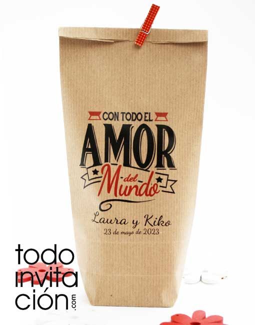 Bolsa kraft personalizada con amor