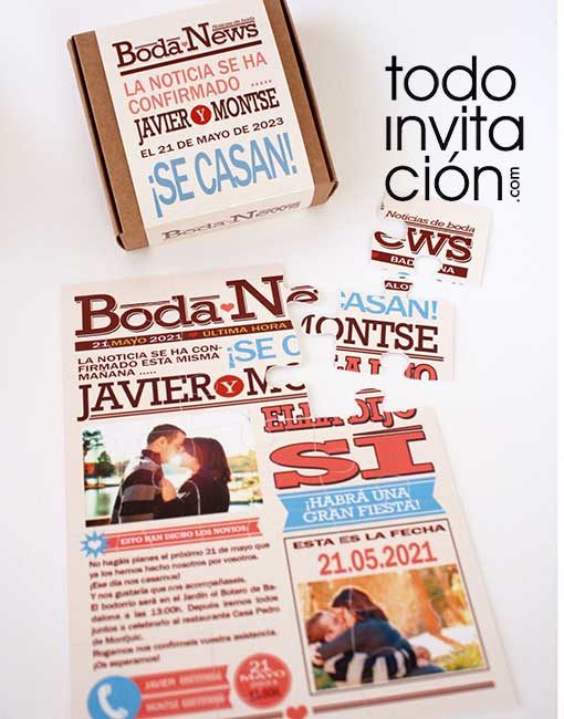 invitación puzzle bda portada de periodico