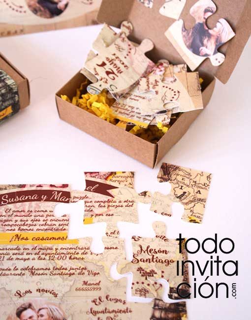 invitacion boda puzzle original