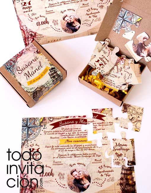 invitacion puzzle boda mapa