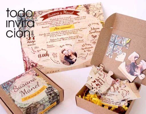 invitaciones puzzle para bodas diferentes