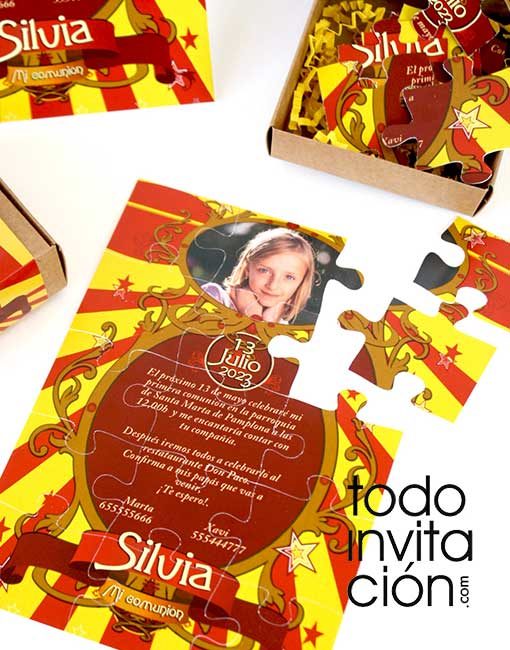 invitacion original puzzle comunion divertida