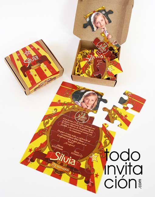 invitacion original puzzle circus comunion