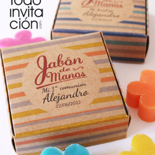 Jabón artesanal comunion bautizo en caja kraft