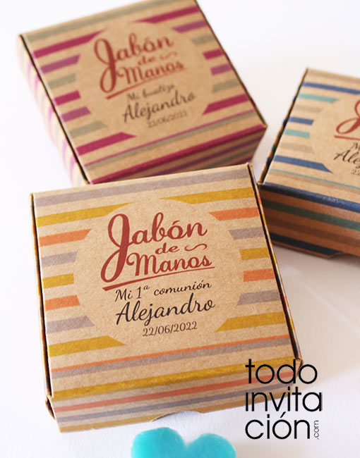 Jabón artesanal comunion bautizo en caja kraft