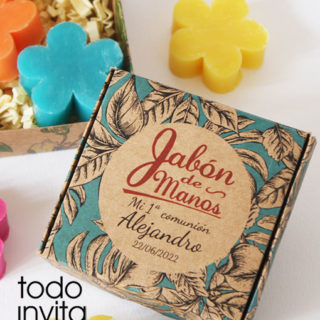Jabón artesanal comunion bautizo en caja kraft