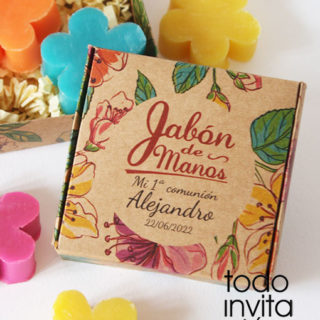 Jabón artesanal comunion bautizo en caja kraft